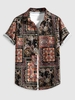 Chemise Vintage Motif de Cachemire à Manches Courtes L Brun
