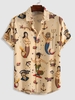 Chemise Vintage Motif de Sirène à Manches Courtes L Café lumière