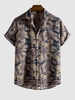Chemise Vintage Rayée à Imprimé Fleurie à Manches Courtes Xl Bleu profond