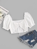 Chemisier de Laitière Broderie Anglaise à Manches Bouffantes M Blanc