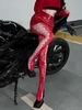Collants Transparents en Filet Découpé à Côté