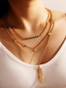 Collier à Plusieurs Branches avec Pendentifs Plume et Perles Style Bohémien