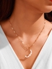 Collier Chaîne Lune Croissant en Fausse Perle