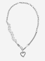 Collier en Chaîne avec Pendentif Motif Cœur et Perle Fantaisie Style Rétro