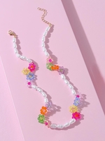 Collier en Forme de Fleur Fait à la Main avec Fausse Perle