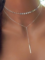 Collier Lasso en Forme de Y Superposé à Paillettes