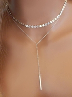 Collier Lasso en Forme de Y Superposé à Paillettes