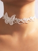 Collier Ras-de-Cou en Dentelle Motif Papillon pour Mariage