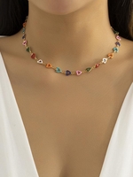 Collier Ras-de-Cou Motif Cœur Coloré avec Chaîne