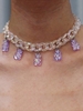 Collier Ras-de-Cou Transparent avec Pendentif Ours Coloré