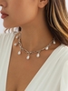Collier Ras-du-Cou Chaîne Liée Décoré de Fausse Perle