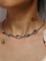 Collier Ras-du-Cou Coquille Cercle en Métal