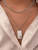 Collier Rectangle Pendant Superposé en Couleur Unie