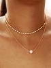 Collier Superposé en Fausse Perle en Alliage avec Strass