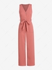 Combinaison Ceinturée Boutonnée à Jambe Large avec Poches S Rose clair