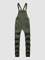 Combinaison en Couleur Unie avec Poche Kangourou en Denim M Vert profond