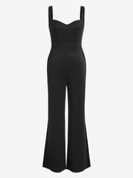 Combinaison Fendue à Taille Elastique avec Poche L Noir
