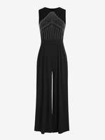 Combinaison Jambe Large Découpée en Echelle avec Strass M Noir