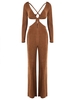 Combinaison Jersey Nouée Croisée Découpée à Jambe Large S Café