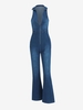 Combinaison Évasée en Denim Zippée L Bleu