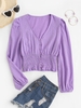 Corsage Texturé Froncé et à Manches Bouffantes M Violet clair