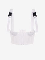 Corset Confort avec Sangle à Boucle en Cuir PU M Blanc