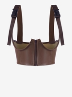 Corset Confort avec Sangle à Boucle en Cuir PU M Café profond