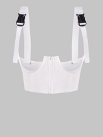 Corset Confort avec Sangle à Boucle en Cuir PU S Blanc