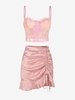 Corset en Dentelle Transparente en Satin avec Jupe Léopard Taille unique Rose clair
