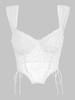 Corset Fleuri Applique en Tulle Transparent à Lacets à Armature Xs Blanc