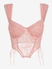 Corset Fleuri Applique en Tulle Transparent à Lacets à Armature Xs Rose clair