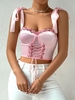 Corset Fleuri Brodé à Lacets à Armature M Rose clair