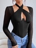 Corset Transparent à Armature à Manches Transparentes S Noir