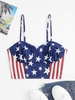 Crop T-shirt Smocké à Drapeau Américain S Bleu