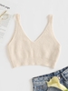 Crop Top Côtelé en Tricot Taille unique Café lumière