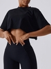 Crop Top de Sport Couleur Solide M Noir