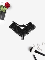 Culotte en Dentelle à Dos Ouvert Taille unique Noir