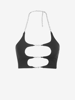 Débardeur à Chaîne Découpé à Col Halter M Noir
