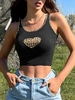 Débardeur avec Empiècement en Jersey Motif Léopard et Cœur M Noir
