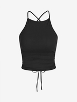 Débardeur avec Lacets Croisés et Ouvert dans le Dos M Noir