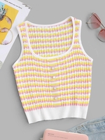 Débardeur Boutonné Rayé Coloré en Tricot Taille unique