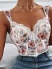 Débardeur Corset Fleuri en Maille Transparente S