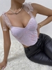 Débardeur Corset Superposé Brodé en Maille S Pourpre