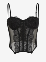 Débardeur Corset Transparent en Dentelle Coupe M Noir