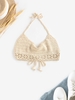 Débardeur Court Au Crochet à Col Halter Taille unique Café lumière