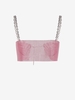 Débardeur Court Brillant Chaîne à Bretelle avec Strass Taille unique Rose clair