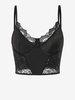 Débardeur Court Corset Soyeux en Dentelle à Armature M Noir