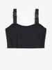 Débardeur Court Côtelé Bouclé en Tricot S Noir