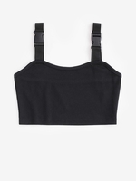 Débardeur Court Côtelé Bouclé en Tricot S Noir