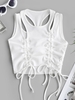 Débardeur Court Découpé en Tricot à Volants M Blanc